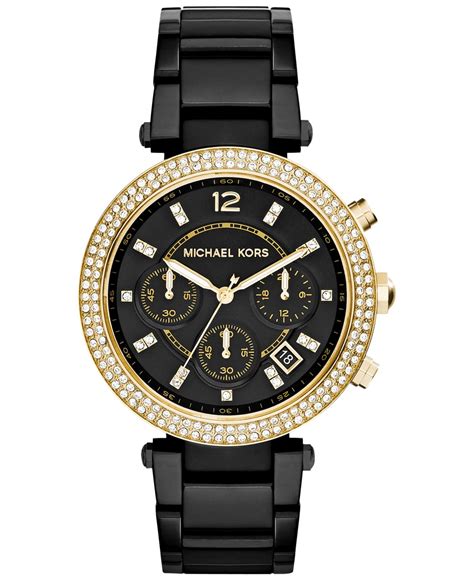 women's michael kors black watch|michael kors watch size.